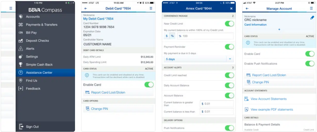 BBVA mobile version screenshots